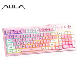 AULA F3099 Wireless Keyboard, Rechargeable RGB Mechanical Keyboard, Ergonomic Colorful Design RGB Lighting Keyboard for Computer & Office, Mechanical Gaming Rainbow Keyboard, Lighted Mechanical Rechargeable Backlight Keyboard
