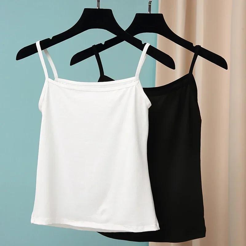 Summer Simple Sling Camisoles Women Girls Crop Top Sleeveless Shirt Lady Bralette Tops Strap Skinny Camisole Base Vest Tops 1