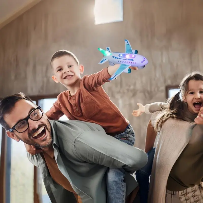 Interactive Electric Airplane Toy - LED Lights, Sounds, Battery Operated, Safe Plastic, Educational Play for Ages 3+, White 1