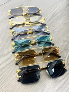 Unisex Top Bar Rimless Metal Sunglasses, Trendy Tinted Lens Sunglasses for Everyday Use, Fashion Accessories for Outdoor Activities, Fashionable Sunglasses