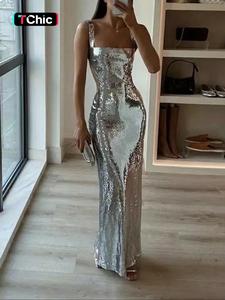 Women's Glitter Sequins Evening Dress, Elegant Sleeveless Evening Party Gown, Ladies Clothes for All Seasons, Formal Elegant Dress