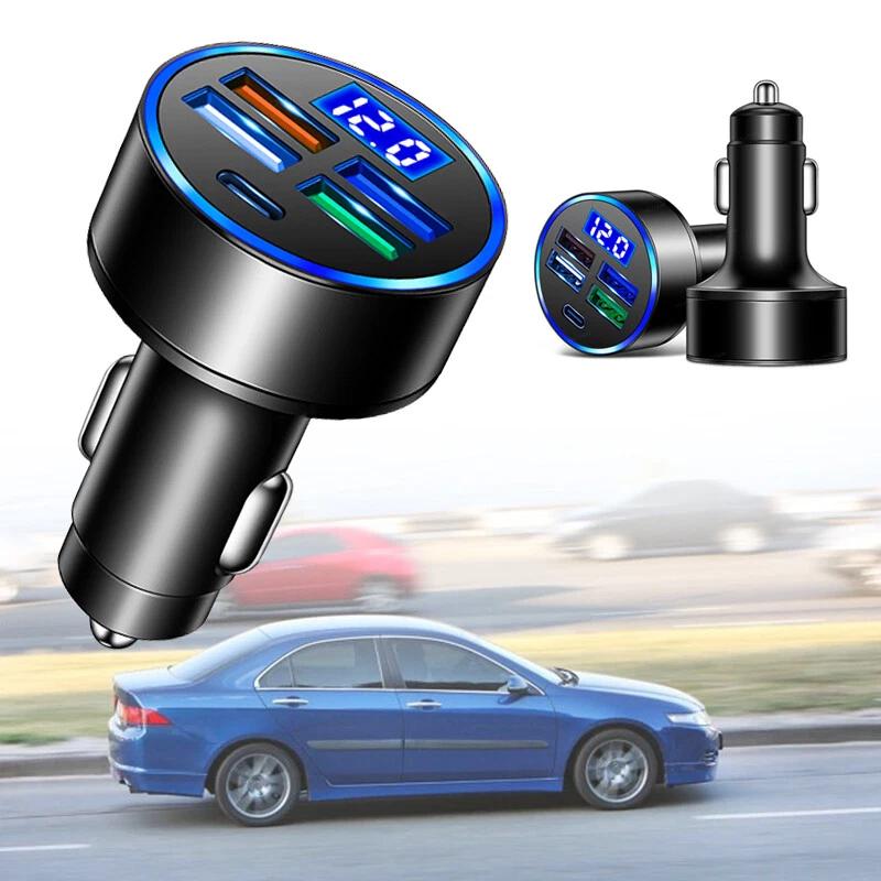 4 USB Port Car Charger LED Digital Display Tool Vehicle Interior Accessories 5