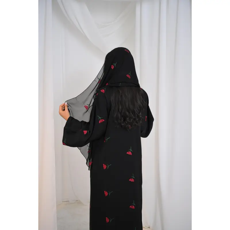 Yasmina Embroidery Buttoned Abaya 1