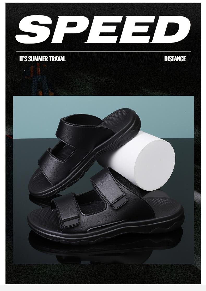 Product Introduction of Men's Vintage Breathable Sandals, Trendy Slip On Shoes For All Seasons, Solid Color Slippers For Outdoor Activity Beach Vacation 1