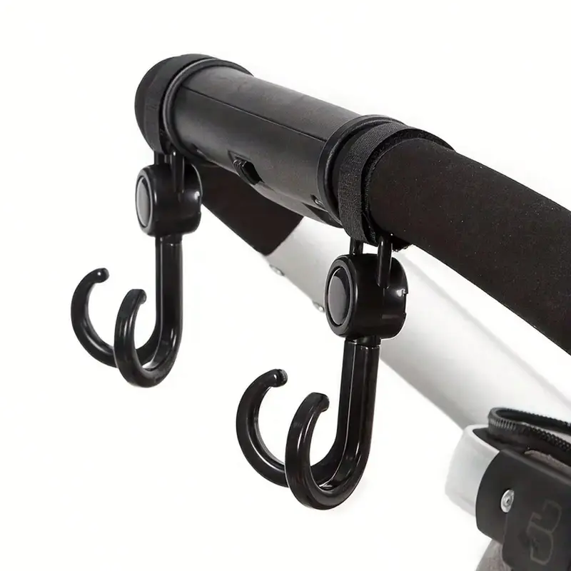 1pc/2pcs-360° Rotating Multipurpose Stroller Hooks – Cart & Bike Hanger, Organizer Accessory For Parents, Travel Hook 4