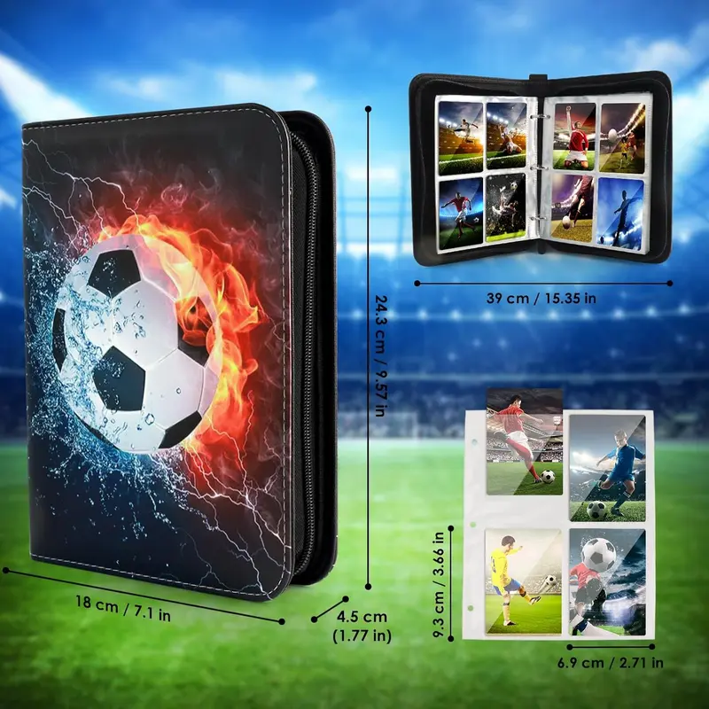 Football Card Holder, Waterproof PU Leather Binder With 50 Page 400 Pockets for Trading Cards, Detachable Sleeves for Baseball, Sports Star, and Game Cards 1