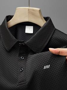 Men's Regular Fit Jacquard Polo Shirt, Casual Breathable Quick Drying Short Sleeve Top for Summer, Fashion Men's Clothes for Daily Wear, Gamis