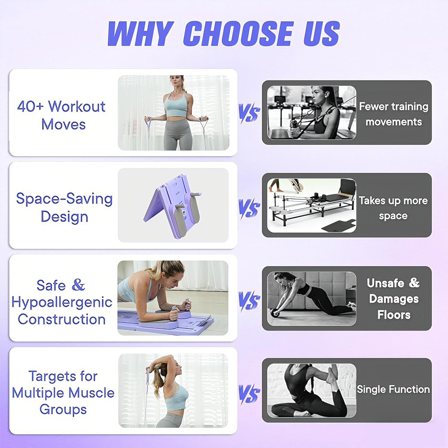 Pilates Board 5-in-1 Mit Ski-trainer, Widerstandsbändern Und Bauchroller_voghion.com