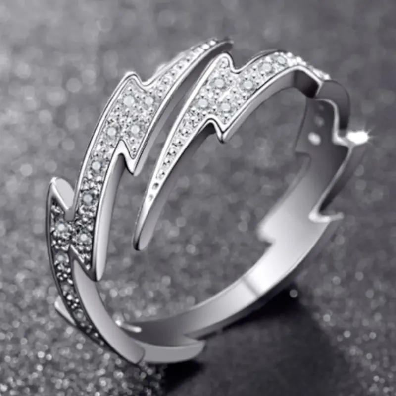 Cubic Zirconia Lightning Finger Rings for Women Wedding, Engagement, Party Jewelry for Women 2