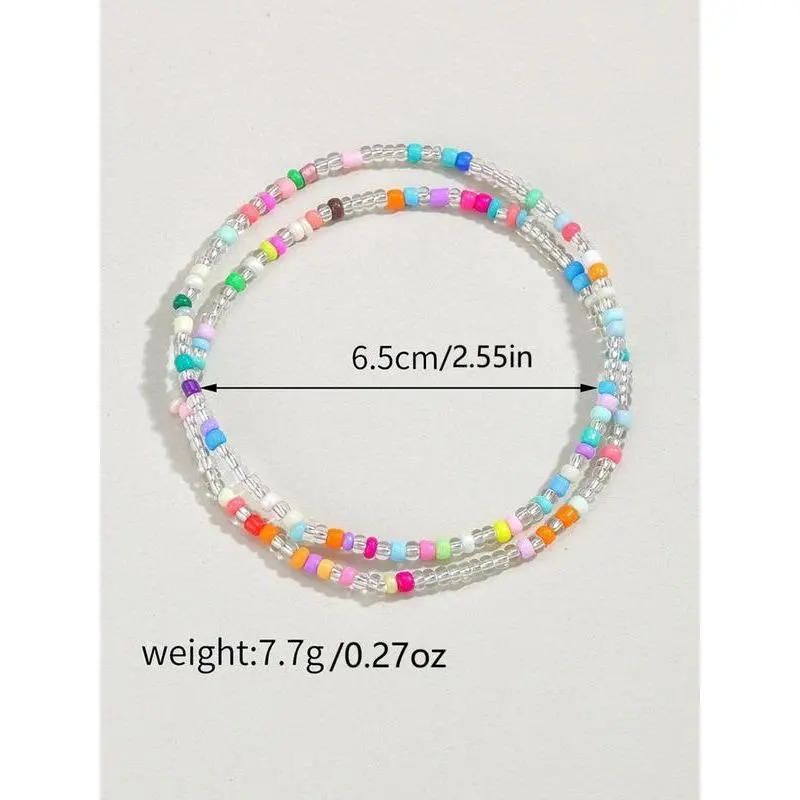Simple Beaded Elasticity Anklet, for Women & Girls, Casual Accessories for Party, Daily Clothing Decor, Summer Outfits 2024 Jewelry for Birthday Gift 7
