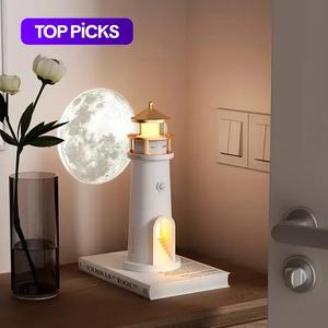 Moonlight Lighthouse Projection Ambient Light, 1 Count Creative Table Lamp, Human Motion Sensor Decorative Night Light for Room Decoration, Home Decor Lighting, Gift, Mood Decorative Lights, Nightlight for Bedroom, LED Mood Light #TOP PICKS