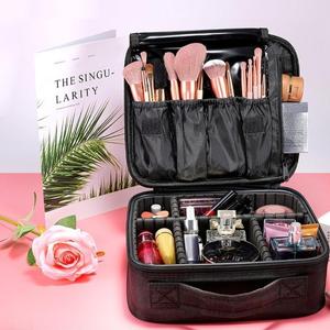 Travel Large Capacity Makeup Bag, Zipper Makeup Storage Bag with Handle and Compartments, Cosmetic Bag Makeup Organizer Pouch, Summer Makeup Bag
