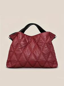 Women's Quilted Design Padded Tote Bag, Fashionable Large Capacity Shoulder Bag for Daily Used, Casual Trendy Versatile High-quality Daily Commuting Bag