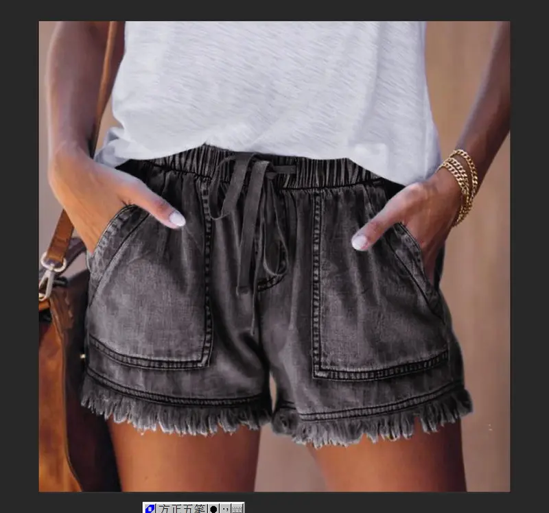 Women's Plain Drawstring Waist Denim Shorts, Casual Fashion Pocket Shorts for Daily Wear, Ladies Summer Bottoms, Shorts for Women 4