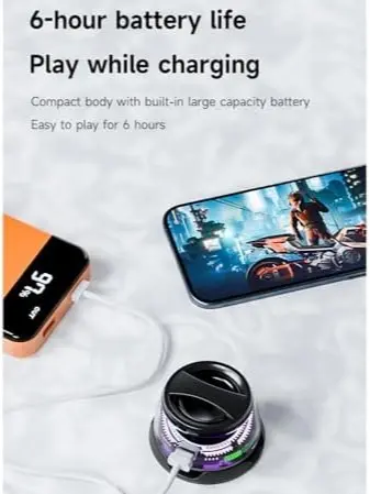 Multifunctional Magnetic Bluetooth Speaker, G200 Portable Bluetooth Speaker with Multi-RGB Color Light and Phone Holder, Waterproof Magbeat Bluetooth Speaker for Outdoor Travel (Black) 5