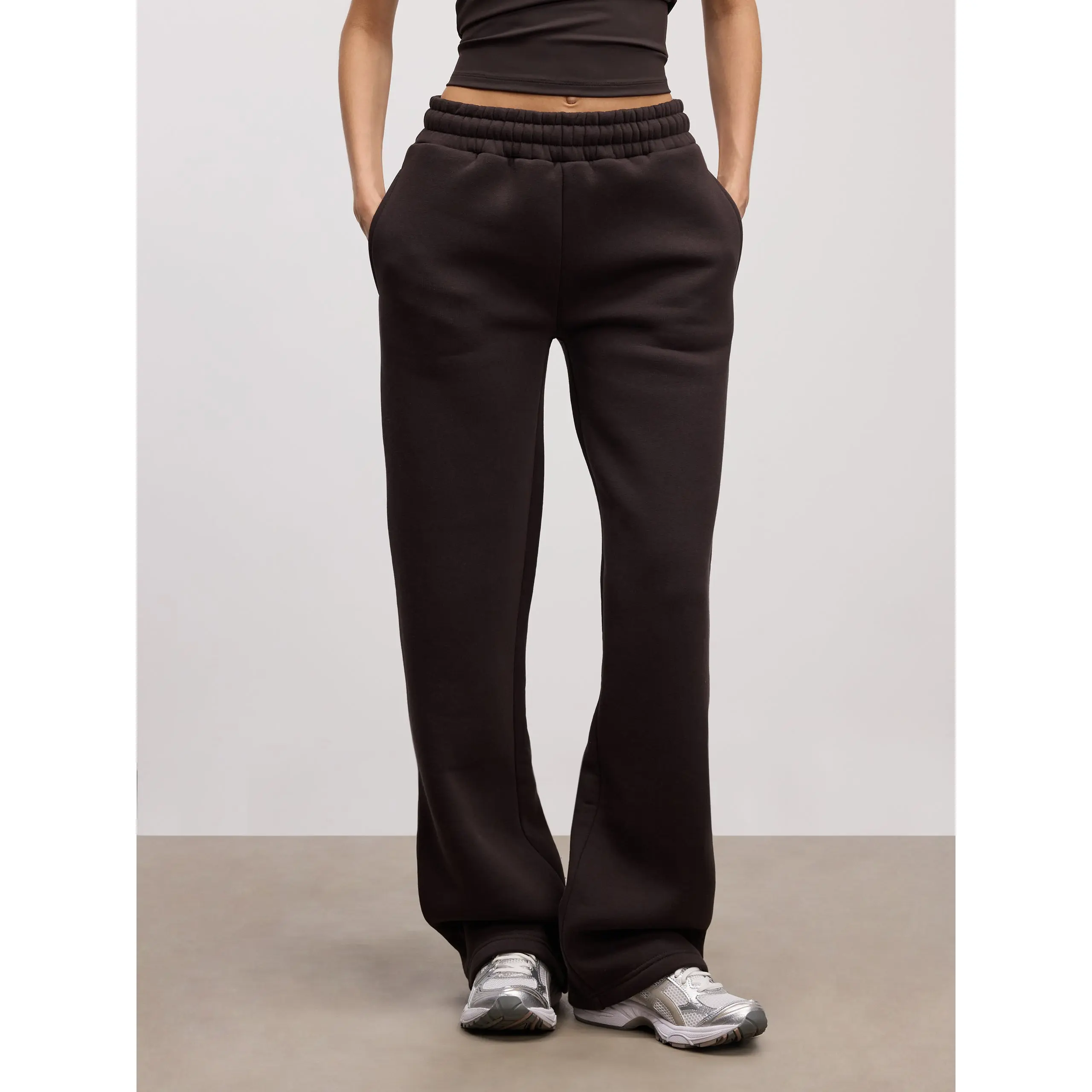 Womens Neoprene Straight Leg Jogger in Brown