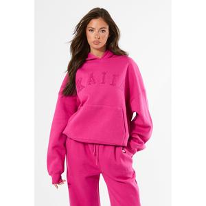 Kaiia Slogan Oversized Hoodie Bright Pink