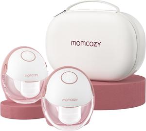Momcozy Breast Pump Hands Free Mobile Style | M6, Wearable Breastfeeding Pump Ideal Rhythm for More Milk, DoubleFit Flange More Fit & Discreet with 3 Modes & 9 Levels, 24mm - 2 Pack Cozy Red
