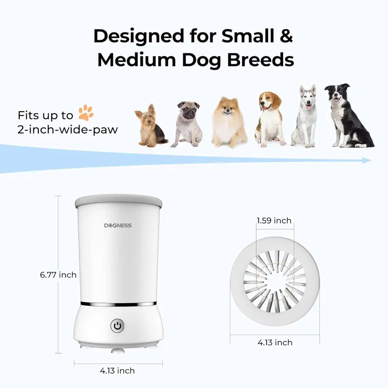 DOGNESS Dog Paw Cleaner, Automatic Paw Cleaner for Dogs with Soft Silicone, 2000mAh, USB Quick Charge, 360° All-round Pet Paw Cleaner, Gentle on Dog Paw Washer for Massage Grooming Dirty Claws 4