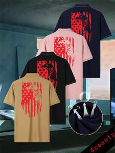 Men's Star Print Polo Shirt, Regular Fit Casual Short Sleeve Top for Summer, Men's Clothes for Daily Wear