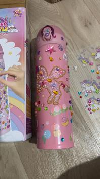 Product Review of [NovaHome] Unicorn Gemstone Sticker Sports Water Bottle - BPA Free Art and Craft Kit for Kids Age 6-12 Years Old, Leakproof and Decorate Your Own Water Bottle with Glitter Gems - Great Birthday, Valentines and Christmas Gift Idea for Children. from T**3 0