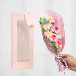 Chenille Handmade Artificial Flower Bouquet with Elegant Tote Bag – Perfect for Gifting & Home Decor