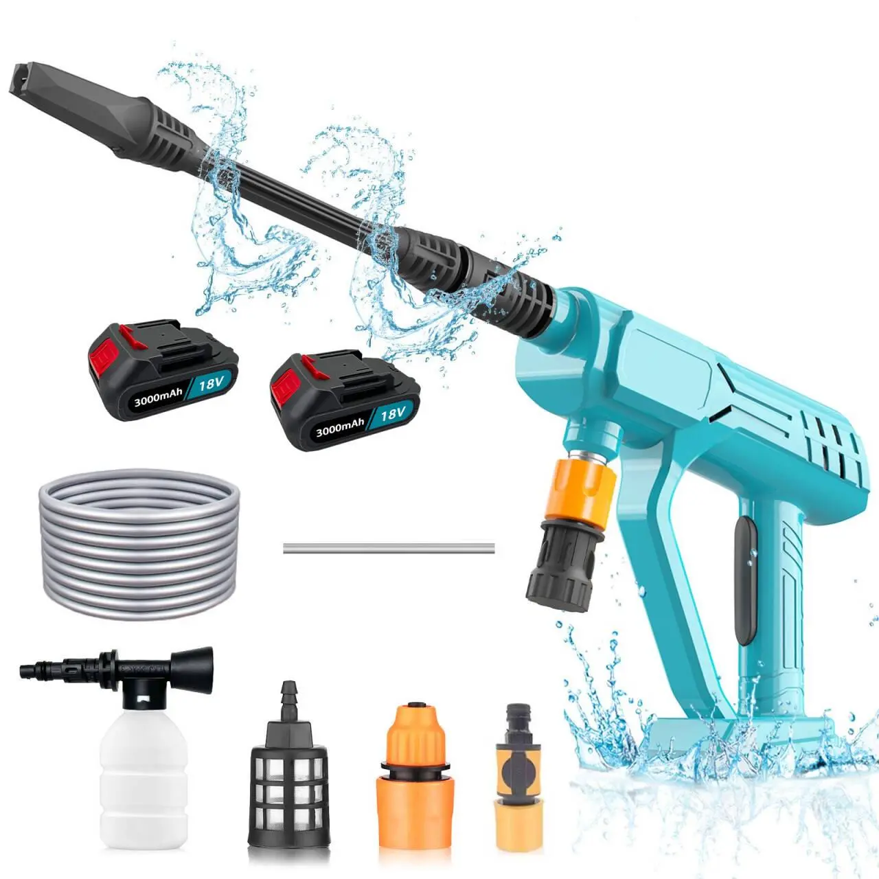 （Limited-time free shipping）Cordless Pressure Washer with Foam Cannon, Bushless Portable Pressure Washer with 2PCS  Battery, 6-in-1 Nozzle, Battery Pressure Washer for Car/Floor/Garden Cleaning & Watering