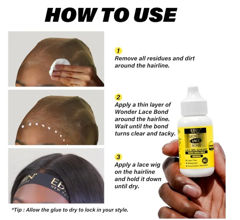 Wonder Lace Bond Supreme 34 ml Invisible Lace & Poly Glue, Strong Hold Wig Adhesive, Latex & Waterproof 2