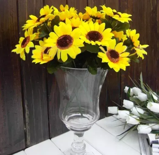 1 Bouquet 7 Heads Artificial 7CM Sunflowers Flower Floral Posy Home Garden Decor 1