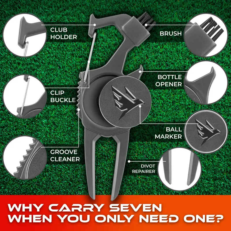 SWIFTEE Premium Golf Gift Set - The Signature 7-in-1 Multi-Tool for Golfers + Complete Accessory Pack (Tees, Ball Marker, Hat Clip, Pouch Towel) - Perfect Golf Fathers Day Gift 5