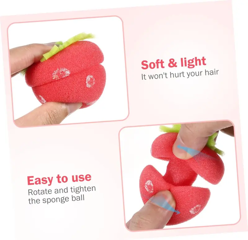 12pcs Hair Curler Foam Roller Cute Hair Styling Rollers for Women Sponges Strawberry Curlers Sponge Rollers for Hair Hot Rollers Foam Hair Rollers Hair Care Foam Rollers Balls Red 7