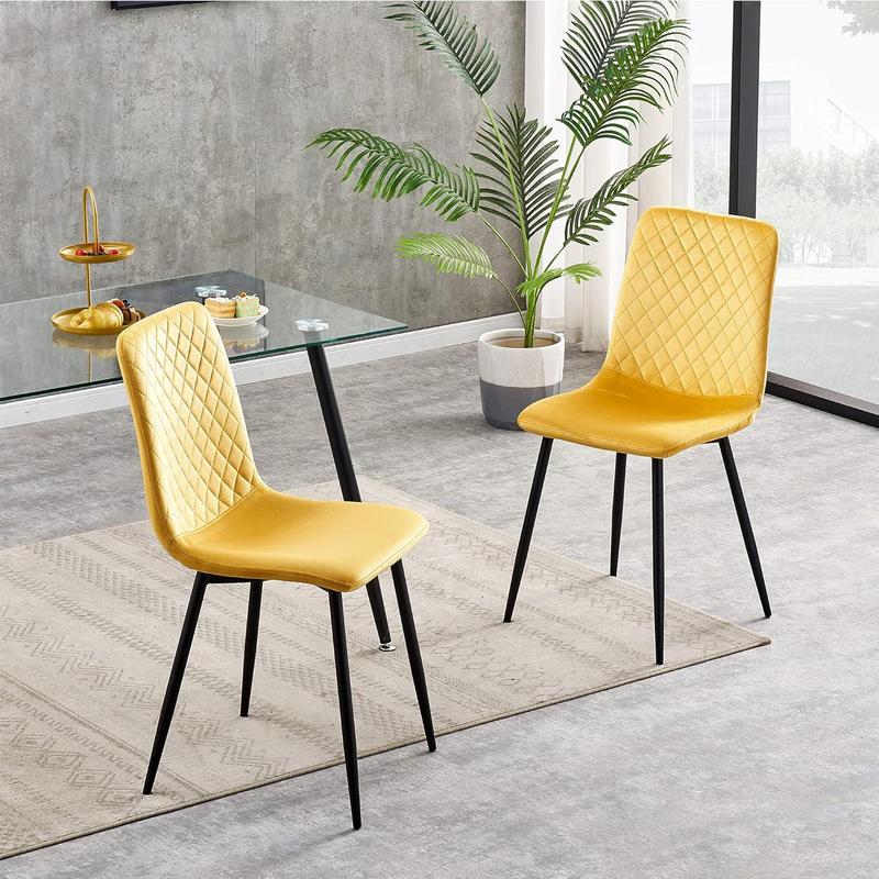 mcc direct Set of 2 Designer Velvet Fabric Dining Chairs Metal Legs Lexi Chairs 5