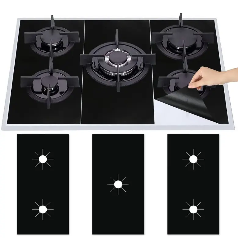 3Pcs Stove Burner Covers, Gas Hob Range Protectors, Reusable Stove Burner Protector Liner, Non-Stick Heat Resistant Stove Top Gas Range Protectors for for Fast Kitchen Cleaning 0