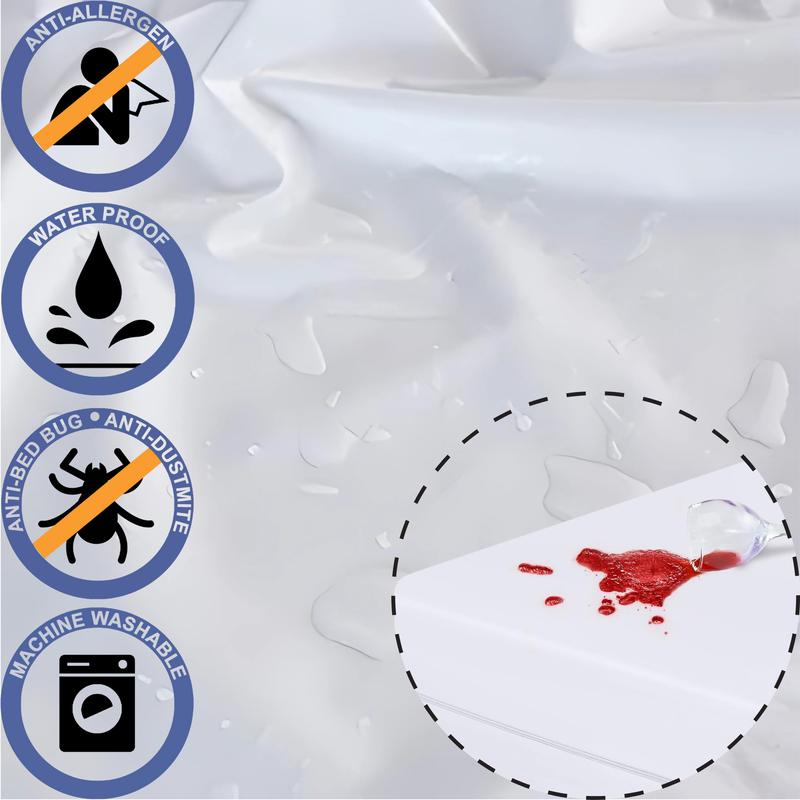 Waterproof 6 sided Encasement  Zipped Mattress Protector cover, Bed Bug Proof ,30cm Fitted Skirt for Kids and Adults Bedding White All Size 2