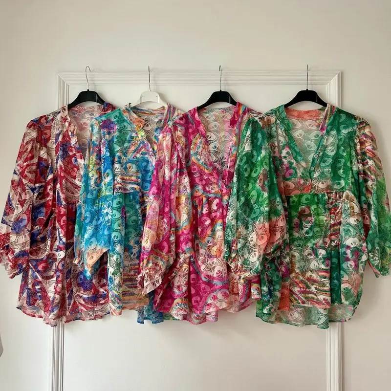 Multicoloured Floral lace Button Shirt