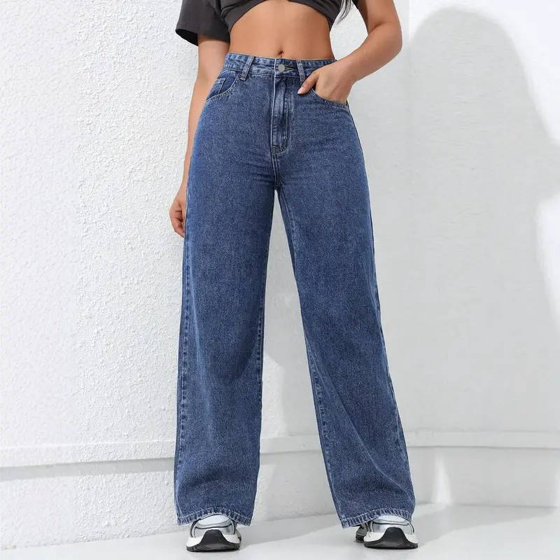 2025 spring new American wide leg jeans women light color washed loose slim mopping denim trousers 6