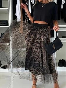Women's Leopard Print Skirt, Elegant Fashion Casual A Line Skirt for Daily Outdoor Wear, Ladies Bottoms for All Seasons