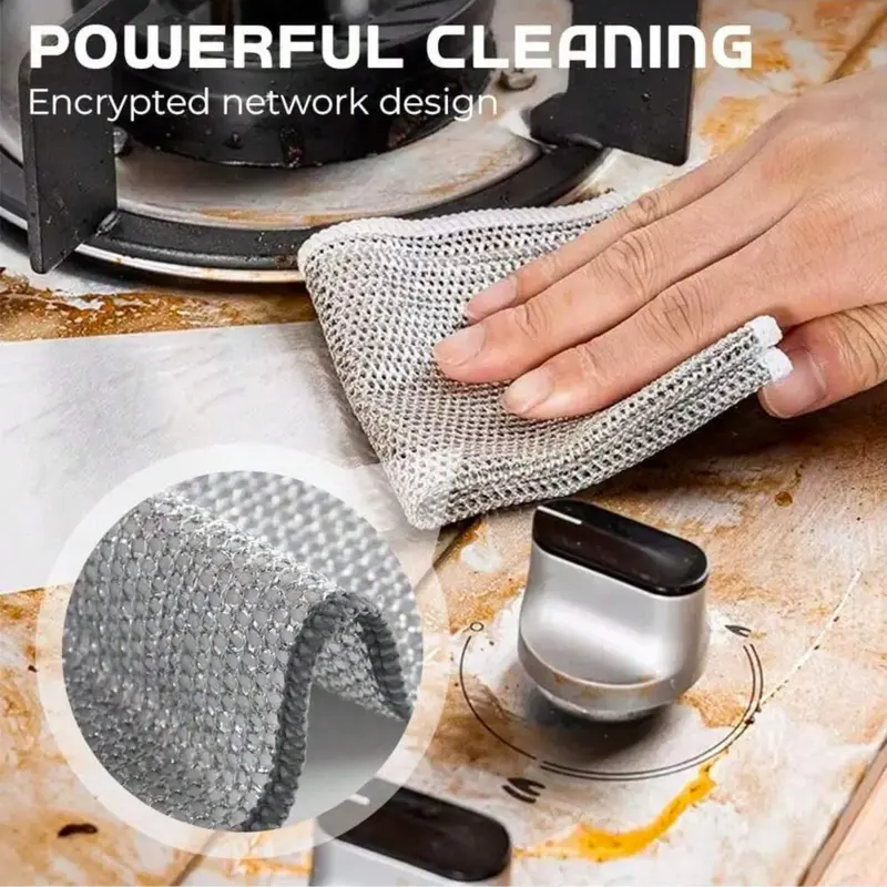 100x Miracle Wire Cleaning Cloths | Powerful Scrubbing for Kitchen & Home. Multipurpose on Pots, Grills, Ovens. Cleaning Essential Wire Cleaning Cloth Metal Scouring Pad Non Scratch Reusable Dish Scrubber Kitchen Cleaning Gadgets  Cleaning Stubborn Stains 3
