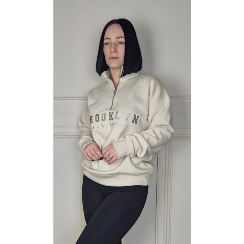 BROOKLYN - Half Zip Sweatshirt Cream 3
