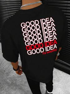 Men's Letter Print Round Neck Tee, Loose Casual Short Sleeve Crew Neck T-Shirt for Summer, Fashion Men's Top for Daily Wear, Tropical