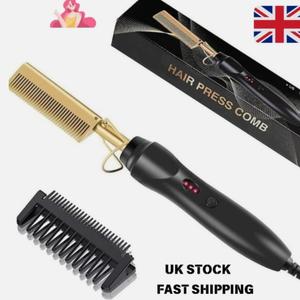 Professional Press Comb - Hot Hair Straightener Comb, 3-Temp,