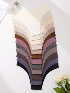 Women's 12pcs Solid Color Drop Waist Panties, Intimate Products, Casual Fit Smooth Basic Minimalist Seamless Soft Comfy Breathable Knicker for Daily Wear, Ladies Underwear, Womenswear, Fabric Seamless Panty, Fashion Comfy Underwear