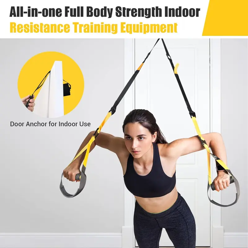 Suspension Trainer, Sling Trainer Set with Door Anchor for a Full Body Workout, Adjustable Sling Trainer for Home with Large Handle Door Anchor Attachment Carry Bag, Exercise Instructions for Homegym 5