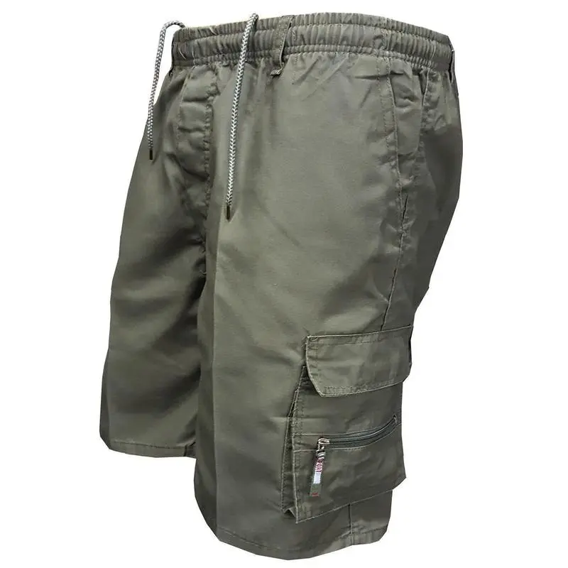 Men's Solid Color & Camouflage Cargo Drawstring Shorts – Loose Fit Casual Waist Trousers with Pockets, Simple Style, Comfy and Practical, Ideal for Spring Summer Outdoor Fitness, Hiking, Travel, and Casual Wear Mens Daily Wear. Confortable Plain Menswear 2