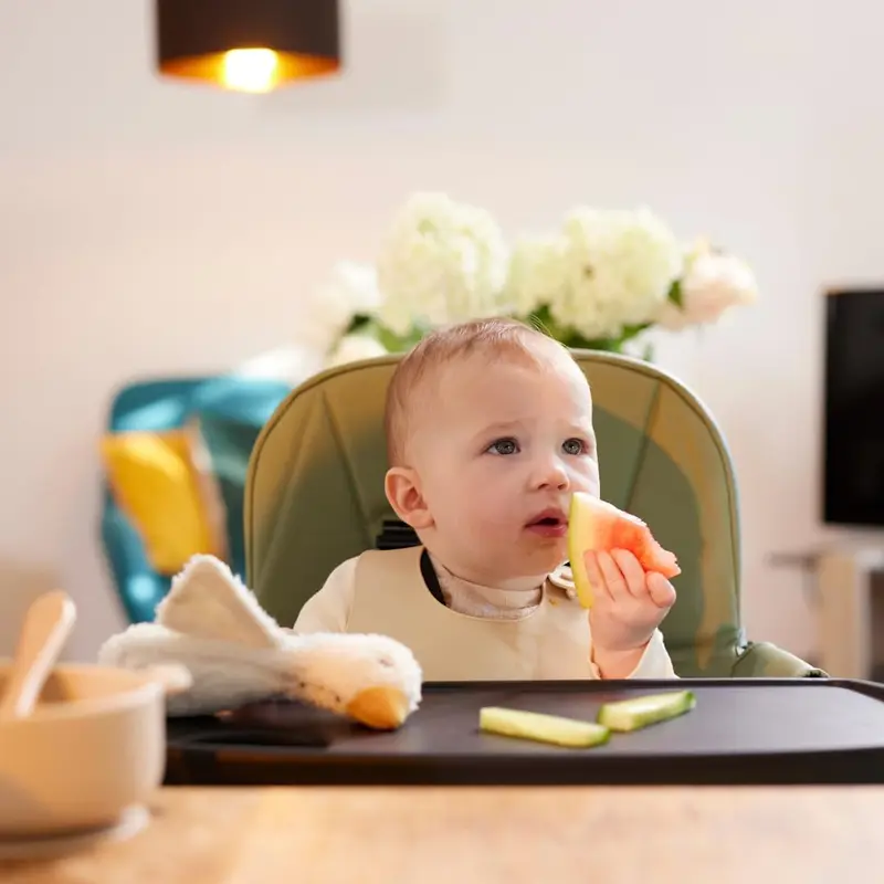 Flip Magic Fold Highchair (Sage Green) – Suitable from Sitting Up to 15kg, 5-Point Safety Harness, Removable Tray, Quick One-Hand Fold, Compact Slimline Design for Easy Storage 1