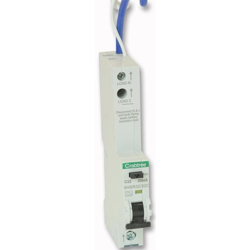 CRABTREE - Loadstar 32A 30mA Single Pole Type C RCBO, 10kA 0