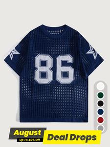 Men's Star Print Round Neck Hollow Out Knit Top, Regular Fit Casual Fashion Shortsleeve Crewneck Pullover for Summer, Men's Sweater for Daily Wear, Menswear, Casual Knitwear, Clothes