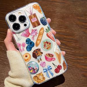 Cute Cartoon Graffiti Pattern Phone Case, Decorative Phone Protective Cover, Shockproof Phone Cases Compatible with iPhone 11 12 13 14 15 16 Pro Max