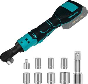 3/8" Cordless Ratchet Compatible with Makita 18V Battery, Electric Power Ratchet, 60N.m Torque Socket Wrench with Variable Speed, 7 Sockets, 1/4" Adapter & 3" Extension Bar (Batteries Not Included)