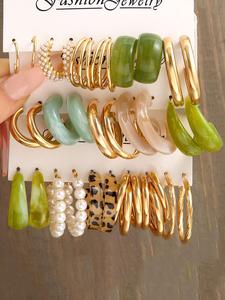 15 Pairs Faux Pearl Decorated Hoop Earrings for Women & Girls, Fashionable Jewelry Accessories for Party, Daily Clothing Decor, Trendy All-match & Exquisite Jewelry for Birthday Gift